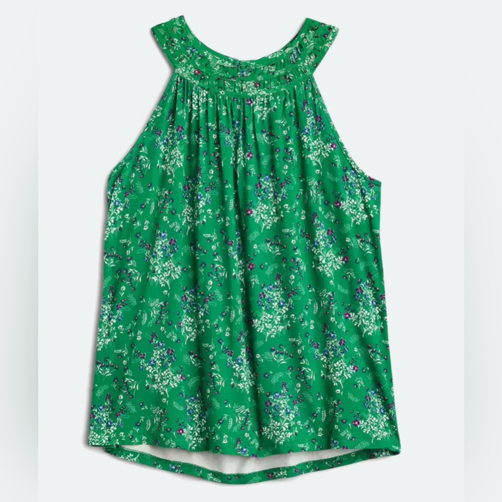 NWT Floral Green Sleeveless Halter Top